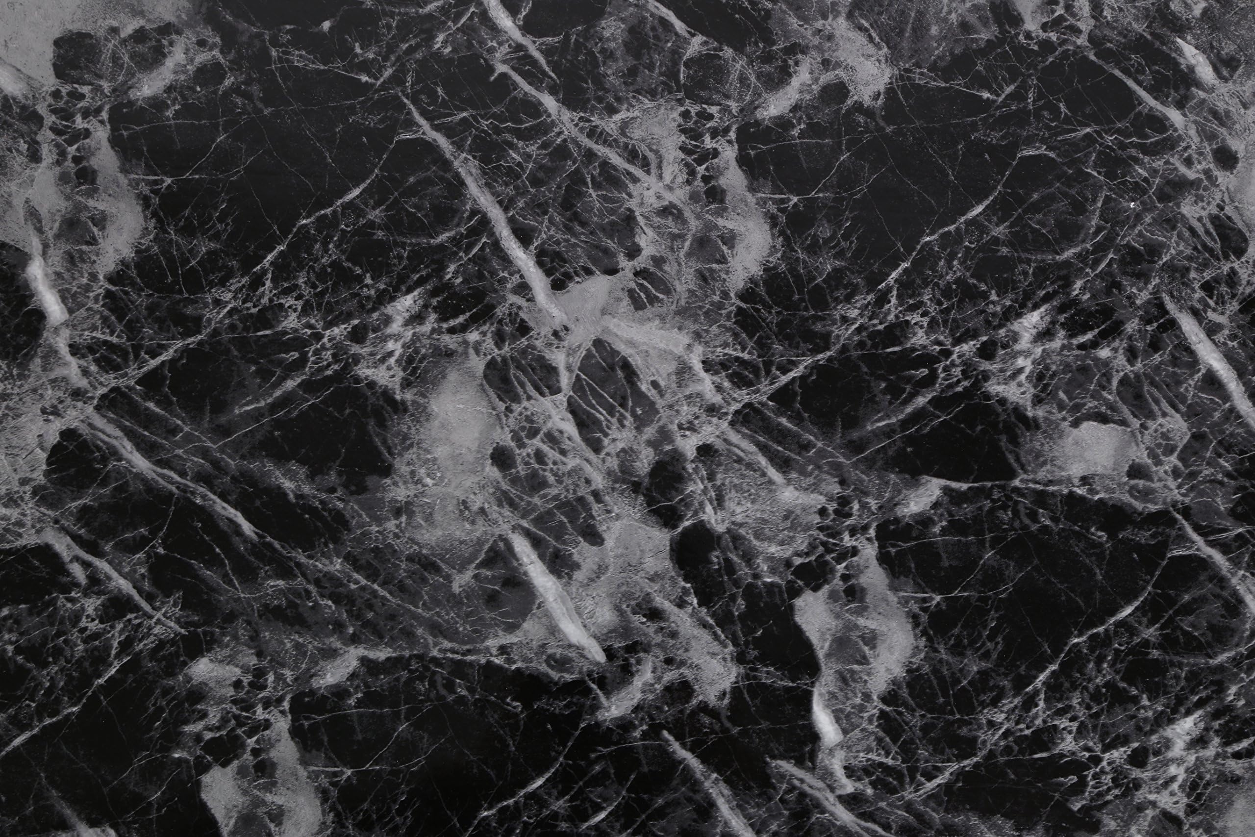 (Pack of 2) Black Granite Look Marble Effect High Gloss Finish Self Adhesive 61cm X 2M (24" X 78.7"), 0.23mm Peel and Stick Mural Wallpaper for Cabinet Shelf Drawer Liner, Table Furniture Reform