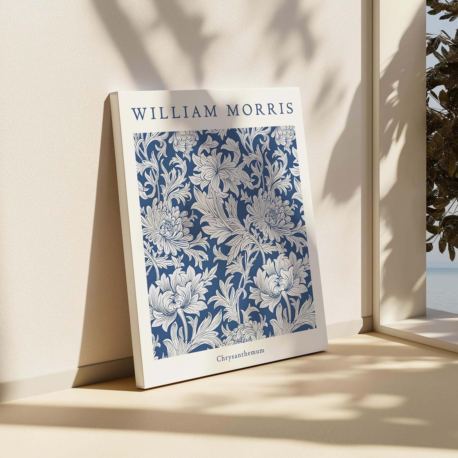 Poster Master Vintage William Morris Canvas - Retro Chrysanthemum Print - Flower Art - Botanical Design - Floral Textile Art - Aesthetic Living Room or Office Wall Decor - 8x10 STRETCHED Canvas