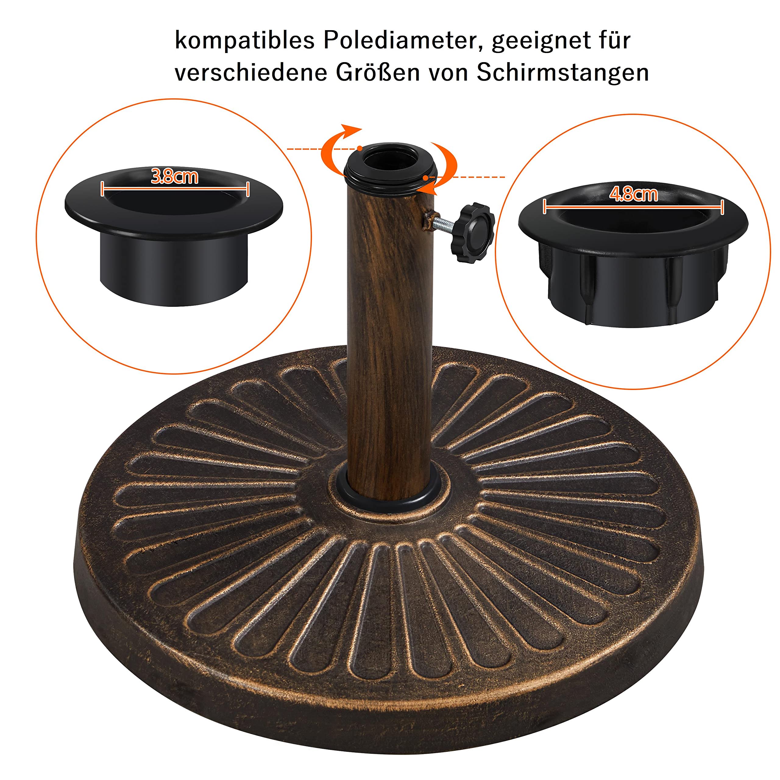 Yaheetech Gartenschirm Sonnenschirm mit Schirmständer Rund Marktschirm Neigbar Kurbelschirm Sonnenschirmständer Schirmgewicht für Outdoor und Balkon, 270 cm/Tan