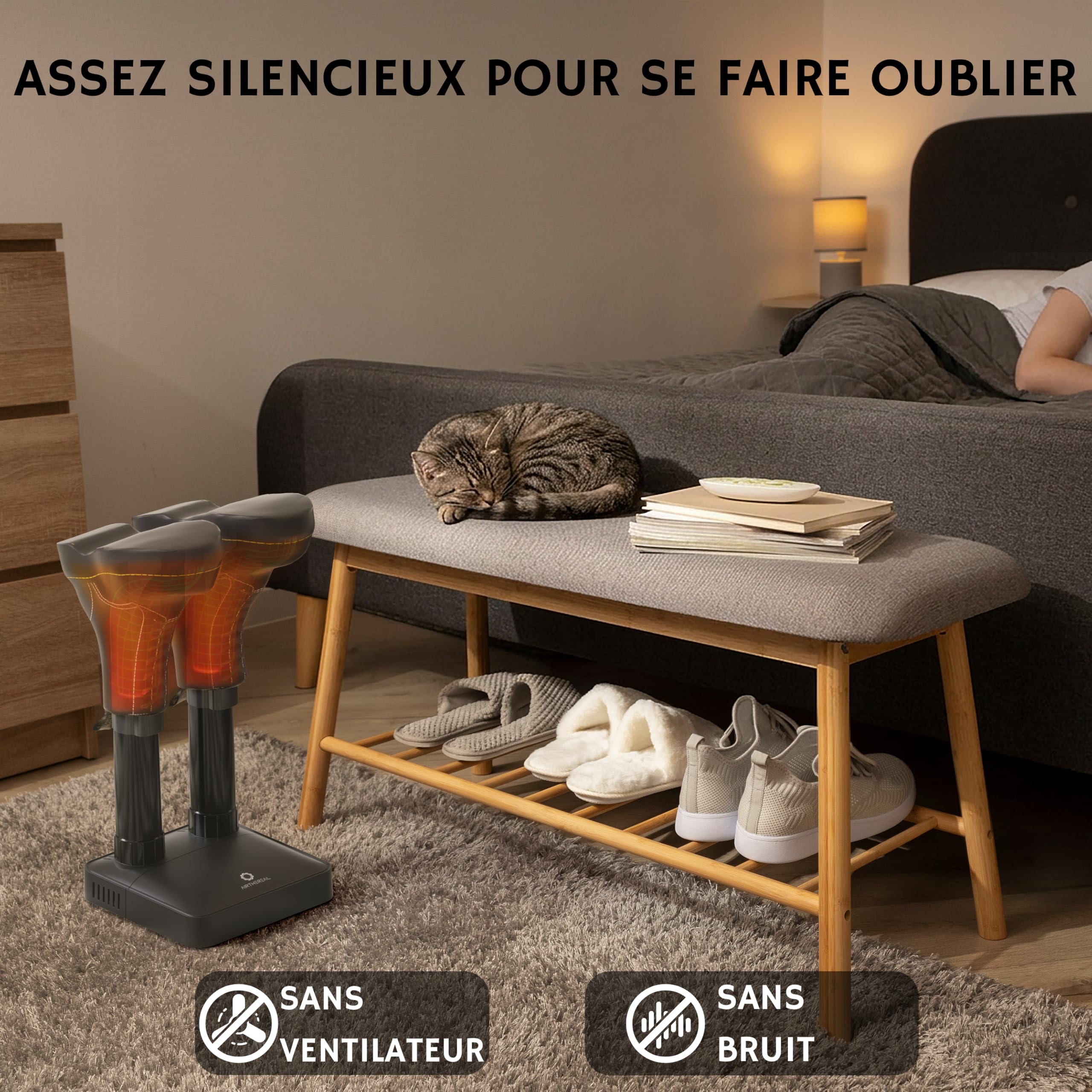 AIRTHEREAL SD36 Sèche-Chaussures Électrique, Silencieux et Sans Ventilateur