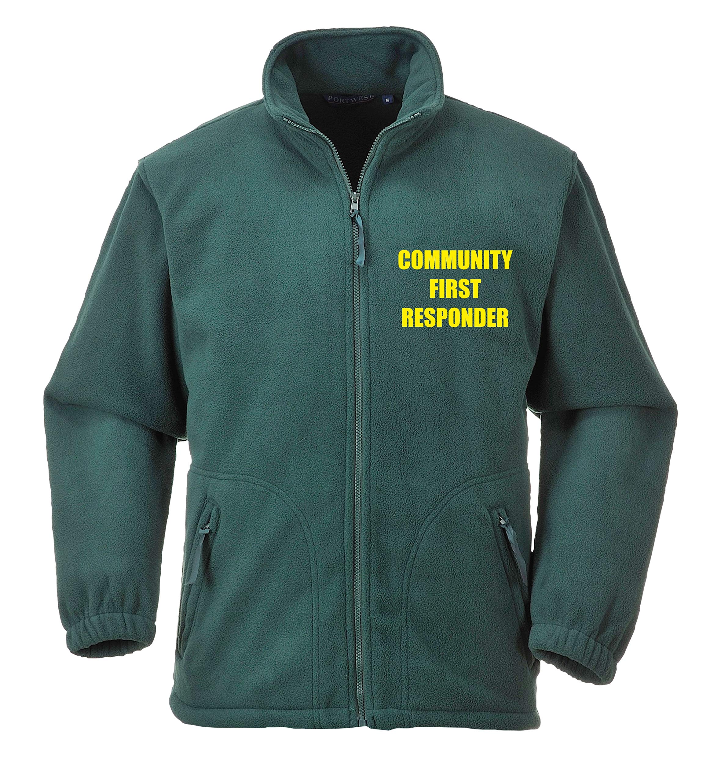 Brook Hi Vis Uk Unisex Green Community First Responder Portwest Premium Fleece Yellow Text - Workwear, Medical, Medic, Jacket, Your Text Here, Small