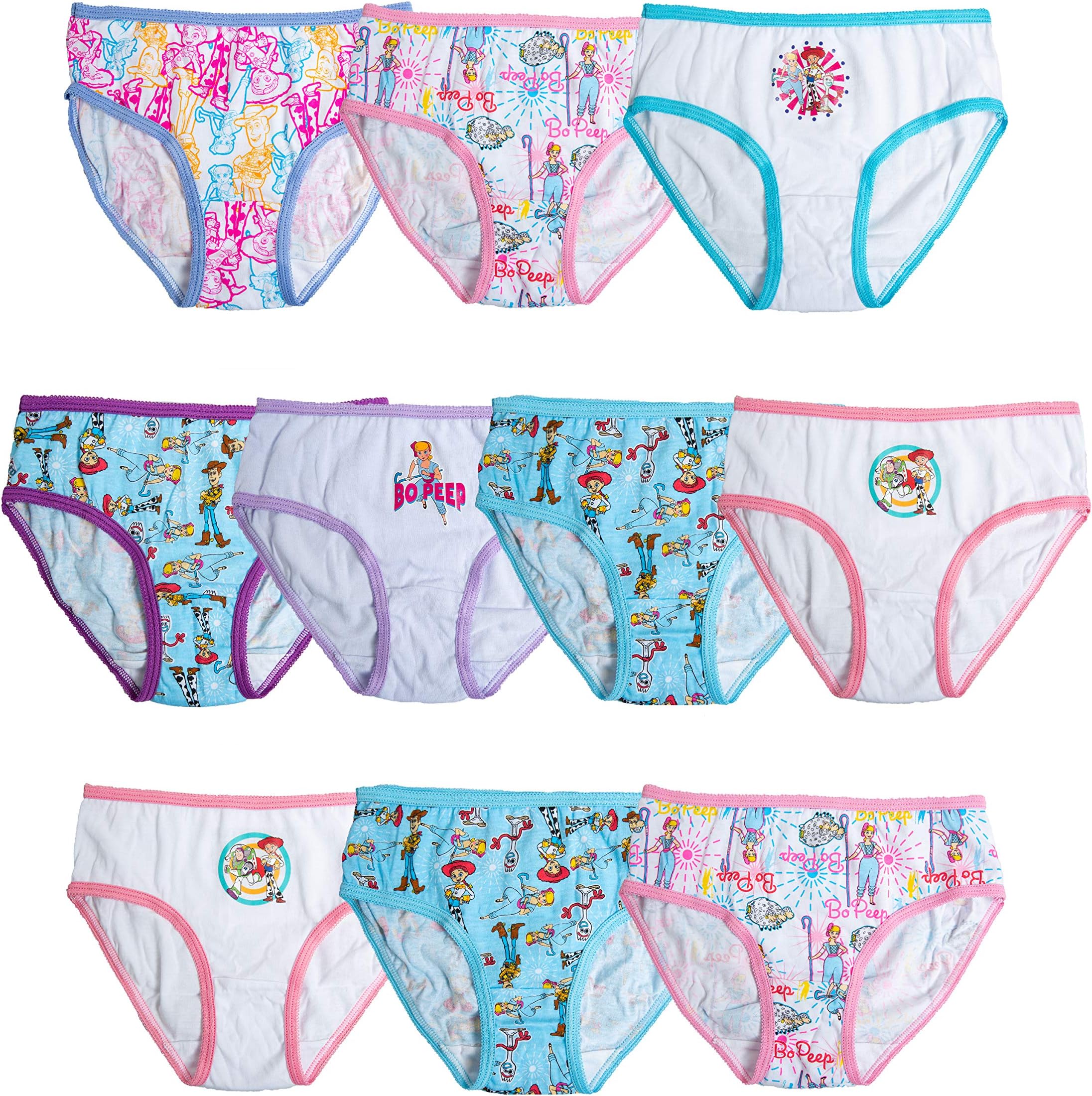 Girls' Toy Story 100% Combed Cotton 7-pack &10-pack Underwear in Sizes 2/3t, 4t, 4, 6 & 8