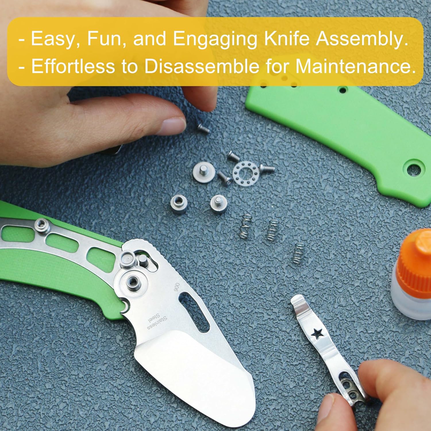 JIN Rhino Jr. Kids Pocket Knife, Fidget Toy Knife, DIY Kit, 1.97” Unsharpened Steel Blade, Safety Rounded Tip, Kids-friendly Button Lock Folding EDC, Green G10 Handle
