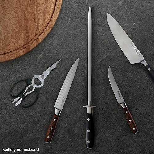 Miniatura 7 de Messermeister  Sacapuntas para cuchillo con varilla de cerámica., Afilador de cuchillos de varilla de cerámica, 12", Negro