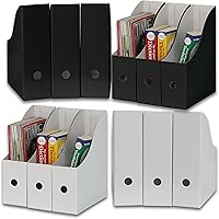SimpleHouseware 12-Pack Magazine File Holders, Foldable Cardboard Organizers in Black & White - Desk Shelf Storage Bins