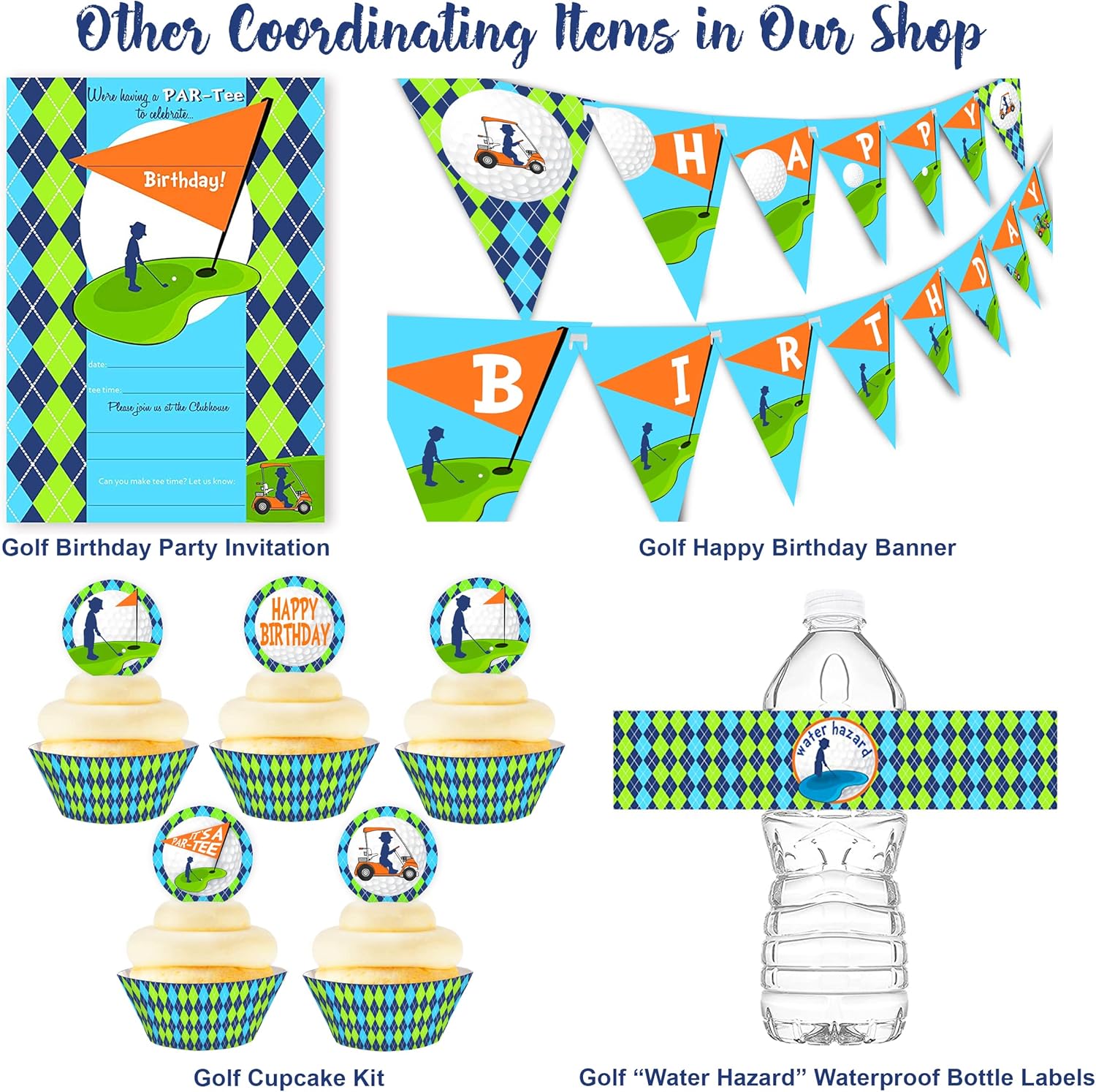 Golf Bottle Wraps - 20 Golf Water Bottle Labels - Golf Decorations - Made in The USA