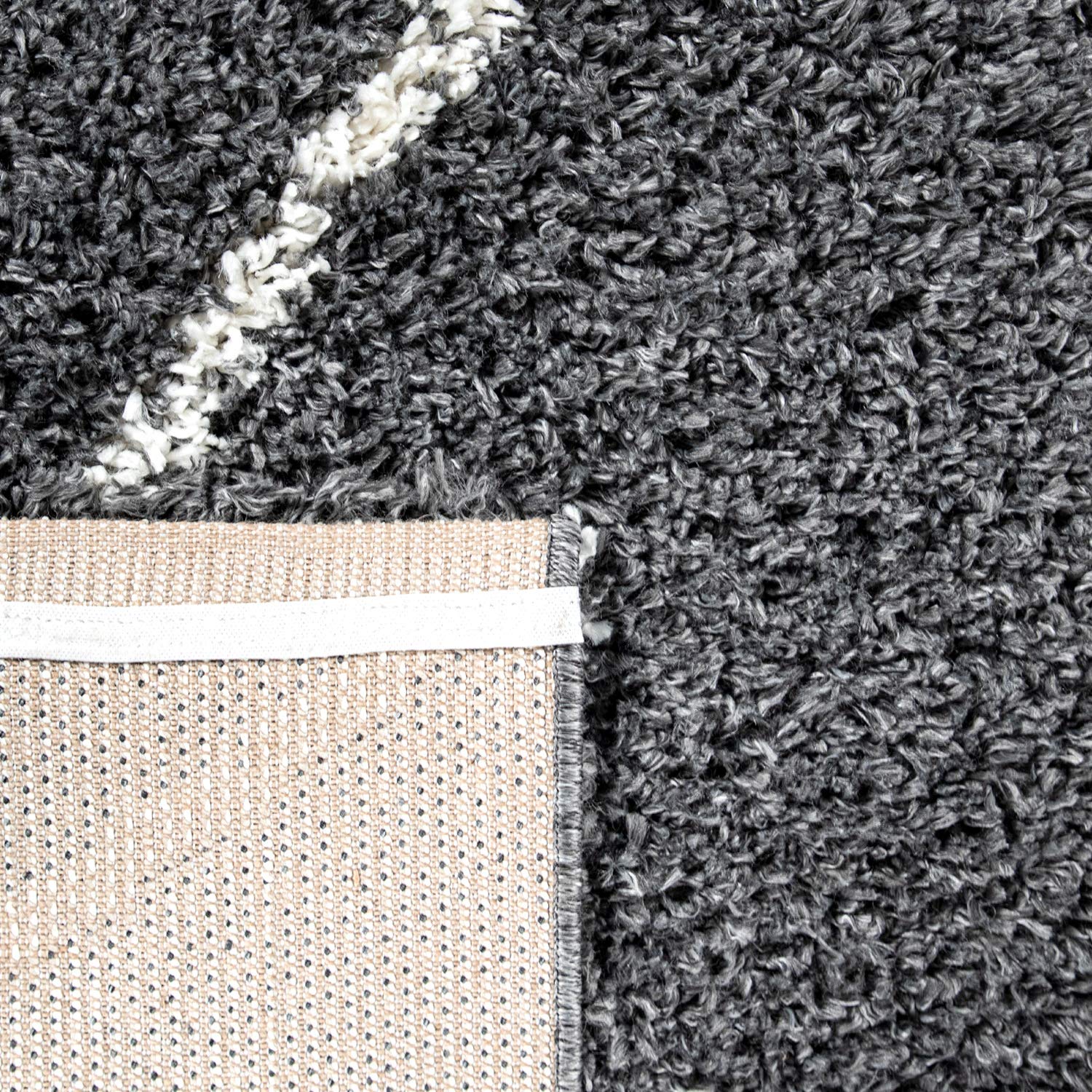 Paco Home Alfombra Salón Pelo Largo Shaggy Pelo Largo A Rombos Escandinava, tamaño:140x200 cm, Color:Antracita