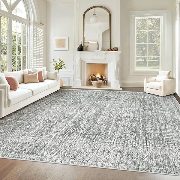 Modern Grey Rug Ideas for Living Room Looks 26 Moroccan Geometric Boho Grey Rug