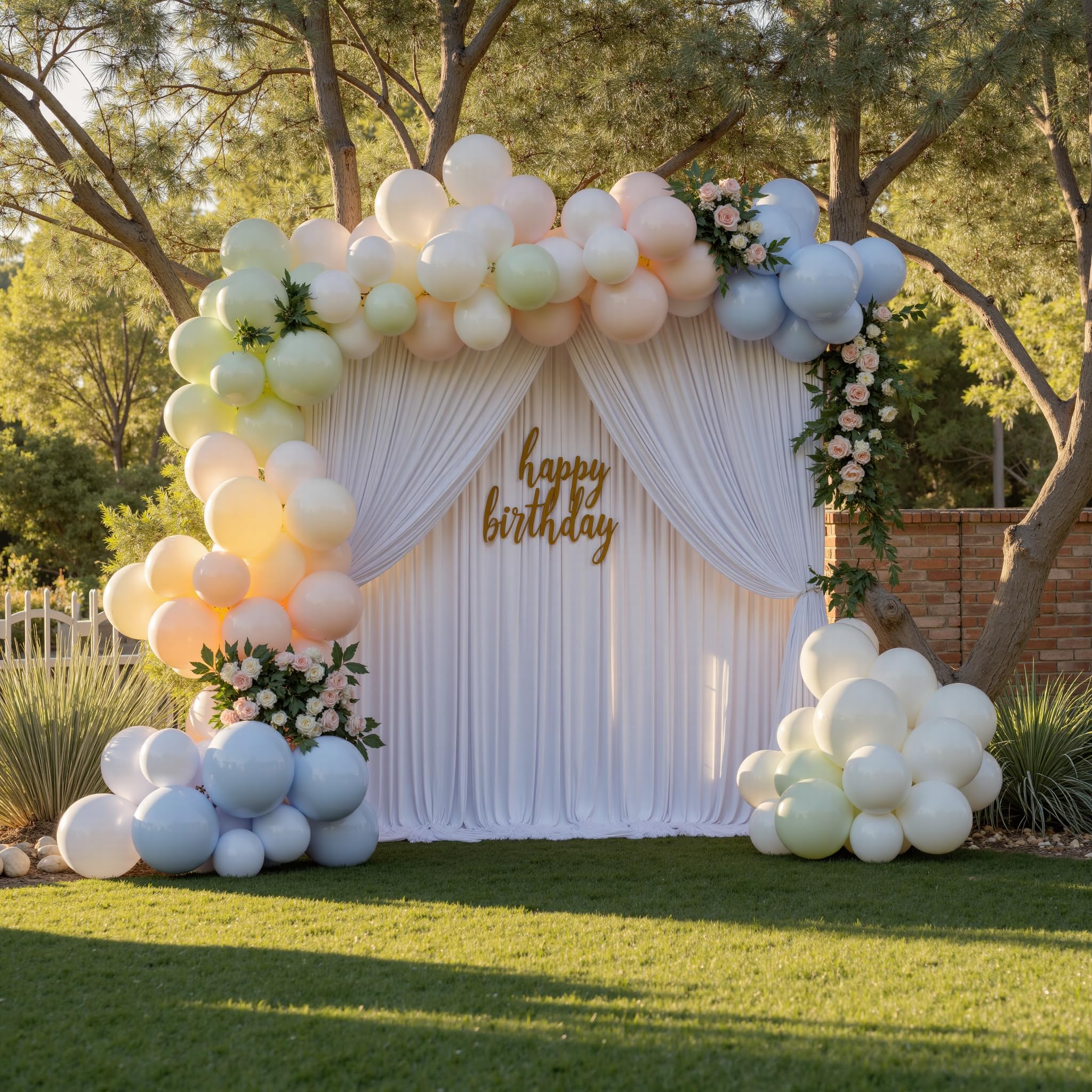 HBBMAGIC 3M × 3M Mariage Fond Blanc Rideau Photo Mur Anniversaire Bébé Douche Baptême