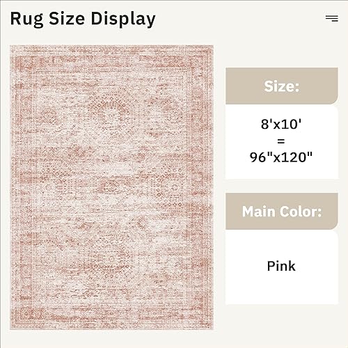 Miniatura 130 de Alfombras de Área de 9x12 para Sala de Estar, Alfombras Vintage Antideslizantes Lavables a Máquina, Alfombra Grande Ligera de Pelo Bajo para