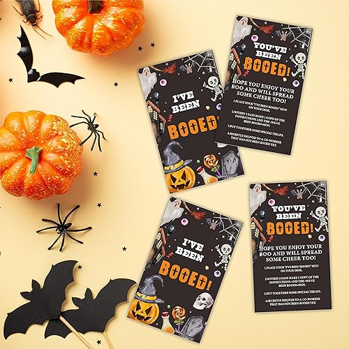 Miniatura 3 de Tarjetas de juego de propagación de Halloween, You've Been Booed! I've Been Booed! 50 tarjetas de juego para propagación de alegría para compañeros