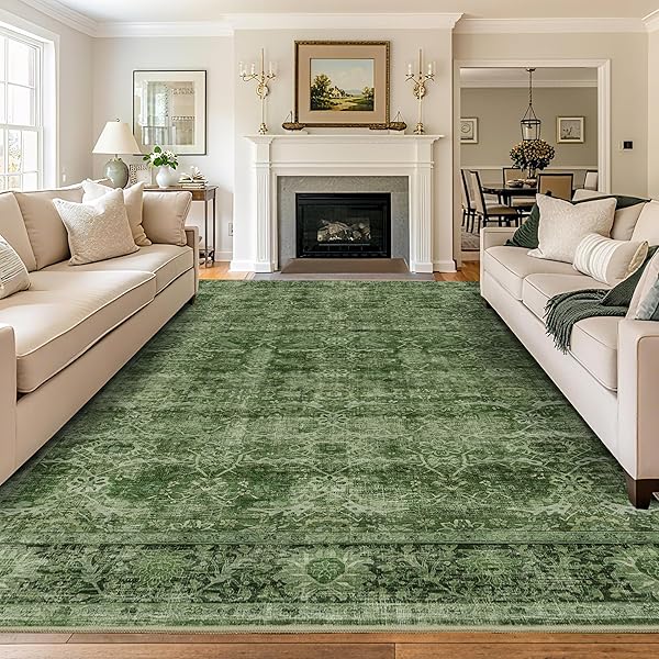 Fresh Green Rug Ideas for Living Room Style 24 Retro Faded Floral Area Rug