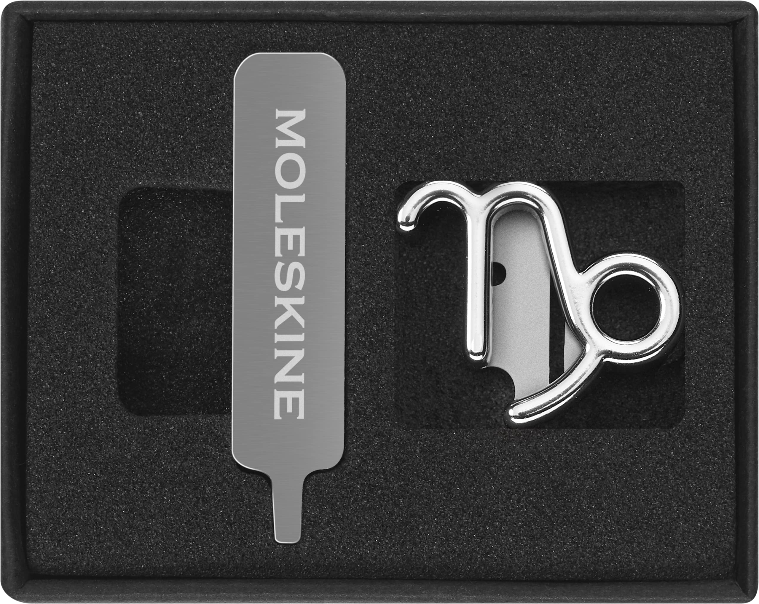 Moleskine Capricorn Pin for Notebook or Diary, Zodiac Symbol Pin, Personalise Elastic Closure, Personalised Gift Ideas, Silver Colour