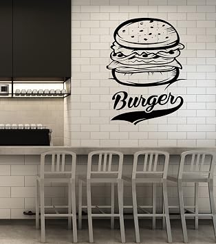 Vinyl Wall Decal Burger Fast Food Restaurant Food Truck Art Stickers Mural Large Decor ig5363