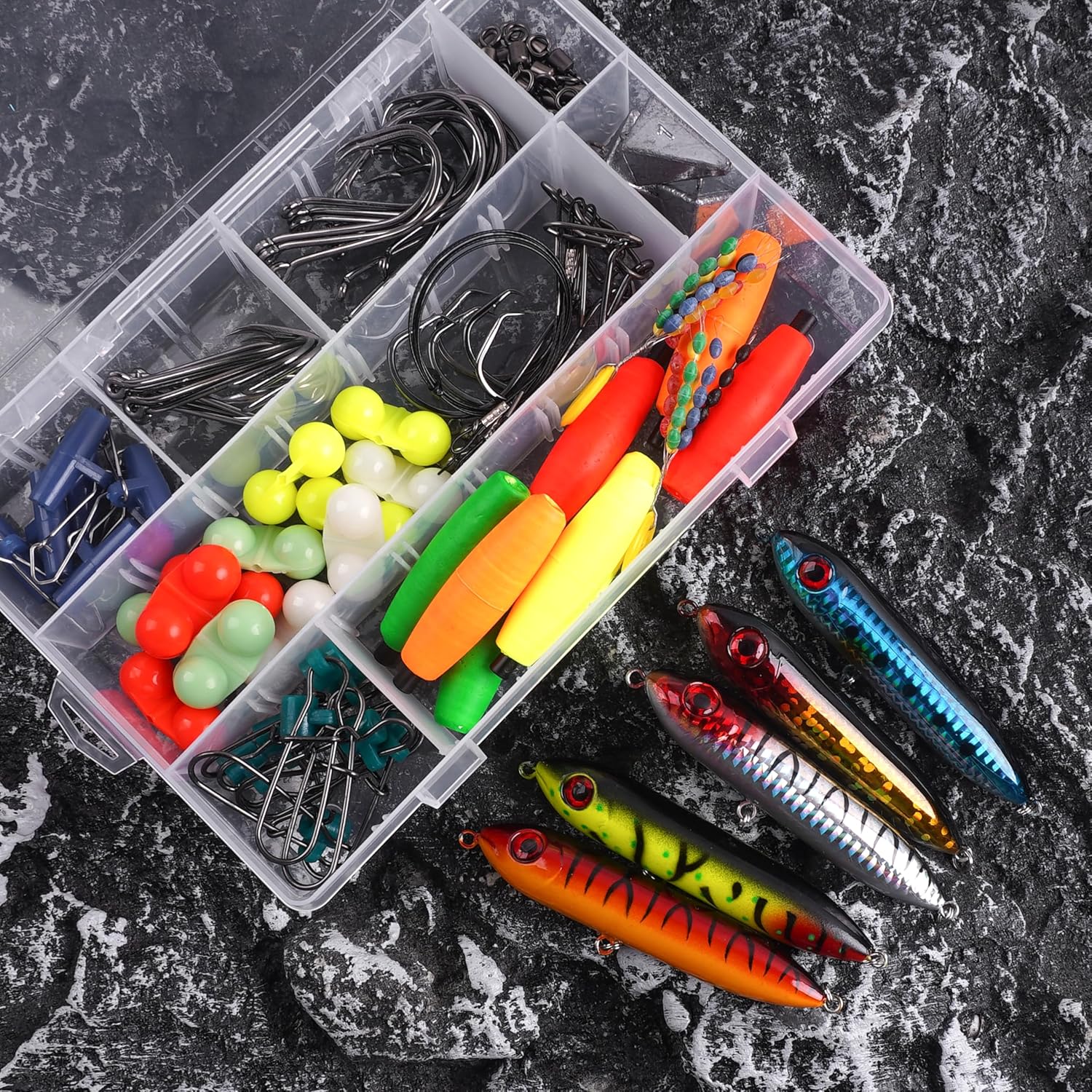 Catfish Rig Making Kit Catfishing Accessories 152pcs Catfish Tackle with Santee Rig Rattling Line Float Peg Floats Bobbers Catfish Floats Circle Hook Swivels Rigs Pyramid Weights Rattle Bells