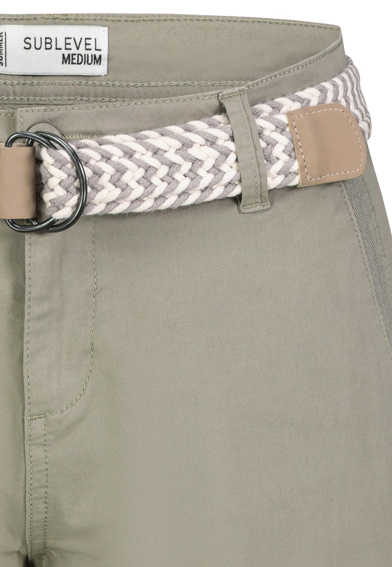 Sublevel Damen Denim Bermuda Chino Stretch Cargo Shorts mit Aufschlag Bequeme Kurze Hose im Used Look