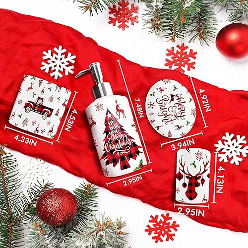 Miniatura 3 de Juego de 4 soportes para cepillos de dientes de Navidad, juego de 4 accesorios de baño de cerámica para Navidad