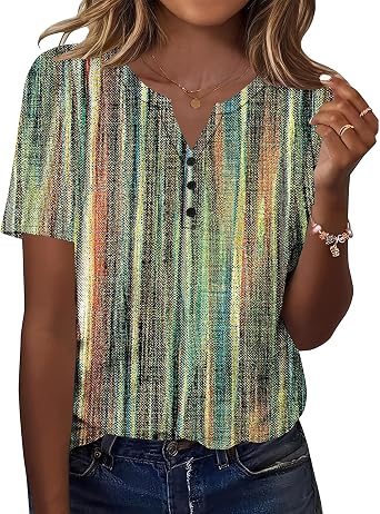Kistore Ladies V Neck Tops Summer Casual Short Sleeve T Shirts for Women