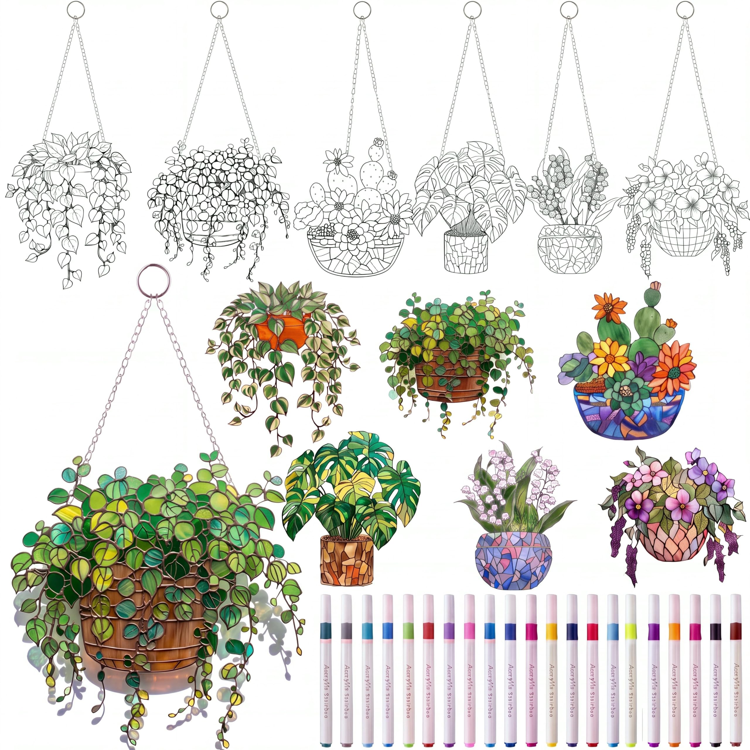 DIY Suncatcher Crafts Kit - Paint Floral Window Art -18