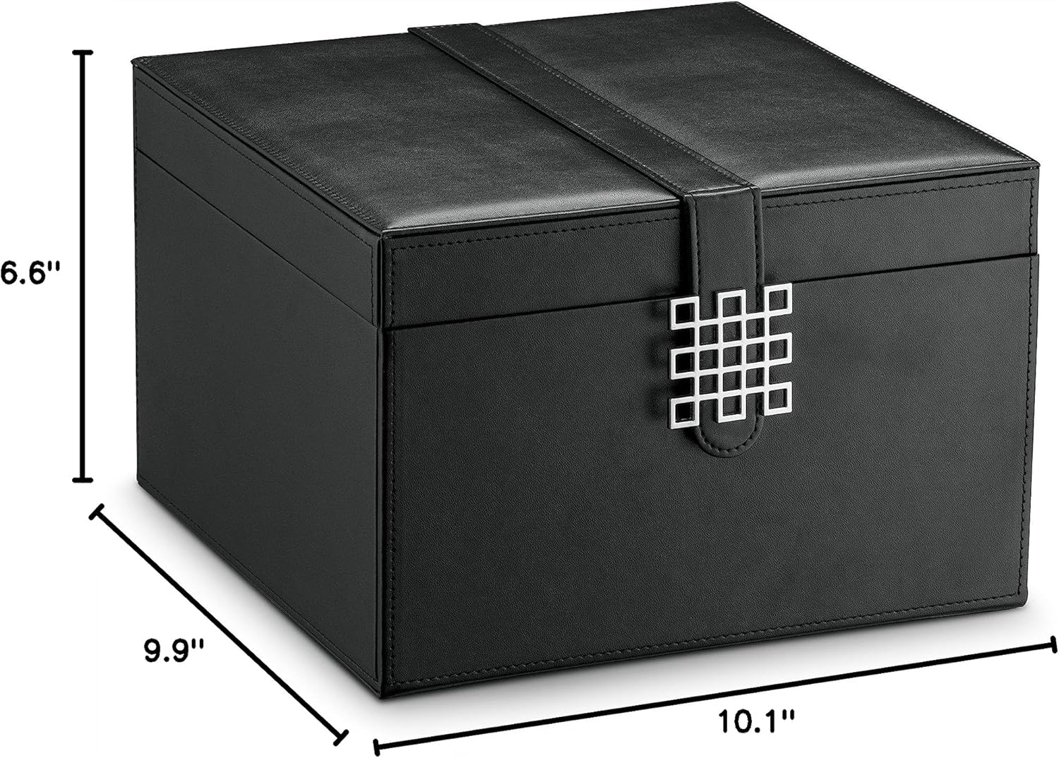 Glenor Co Earring Organizer Holder - 50 Small & 4 Large Slots Classic Jewelry box with Drawer & Modern Closure, Mirror, 3 Trays for Earrings, Ring or Chain Storage - PU Leather Case - Black - Image 7