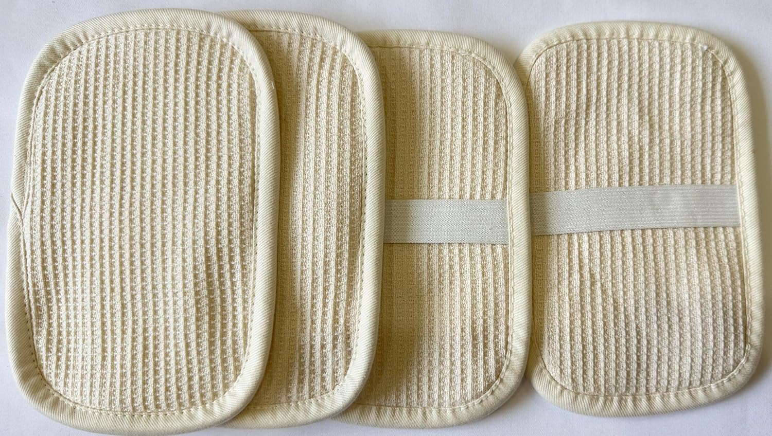 Organic Cotton Reusable Long Lasting Sponge Scrubber - Pack of 4 - Sustainable & Eco-Friendly - GOTS Certified - Go Green Organics Cleaning Sponges (17 x 11 Cms) Natural image 2