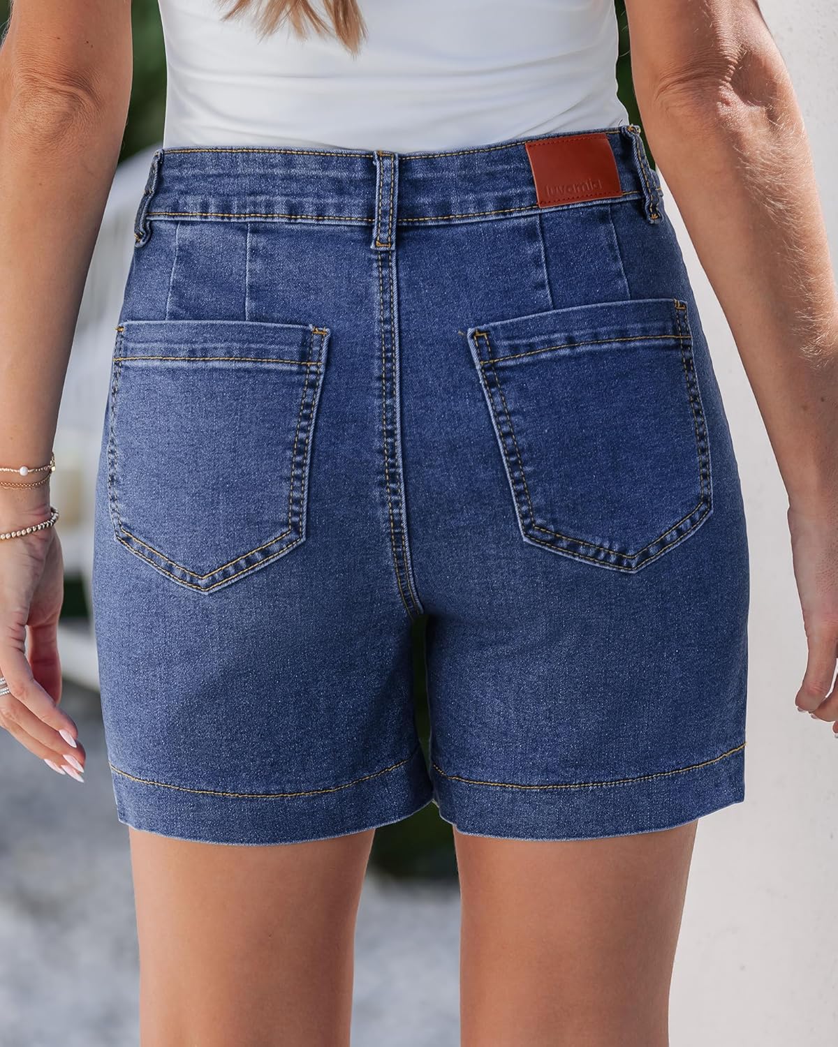 luvamia Jean Shorts for Women High Waisted Trendy Stretchy Denim Shorts 5 Inch Inseam Summer Casual Jorts with Pockets - Image 3