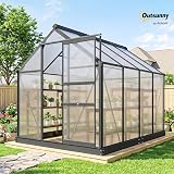 Outsunny 6 x 8ft Serre en Polycarbonate Porte Coulissante Gris - 2