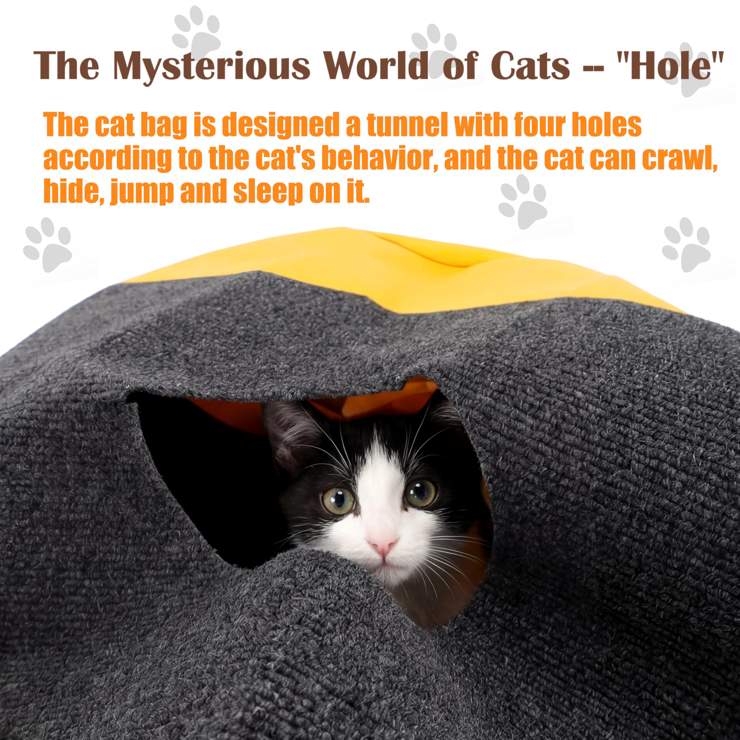 Condition photo showing New/Like New for Activity Play Cat Mat, Play Bag for Cat with 4 Holes, Durable Play Rug for Cats, Collapsible Fun Interactive Training Toys Mat for Cats Diameter 16 in, Length 24 in