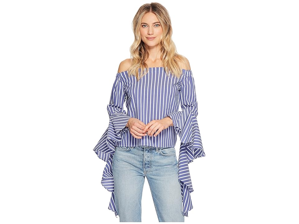 

Bishop + Young Gigi Sleeve Detail Top (Blue/White Stripe) Women's Clothing