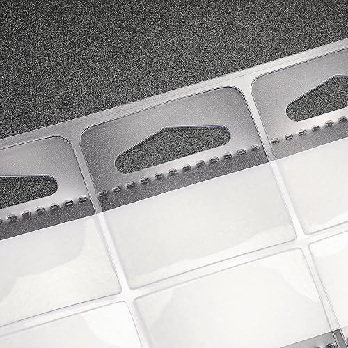 Miniatura 2 de TecUnite 300 etiquetas adhesivas colgantes de 1-12 x 1-12 pulgadas, ranuras para exhibir, pestañas colgantes de plástico transparente, pestañas