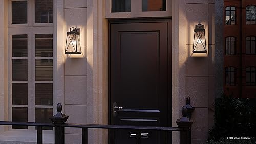 Urban Ambiance Lámpara colgante de lujo inglés Tudor para exteriores, tamaño grande 21.625 pulgadas de alto x 10.5 pulgadas de ancho, con elementos