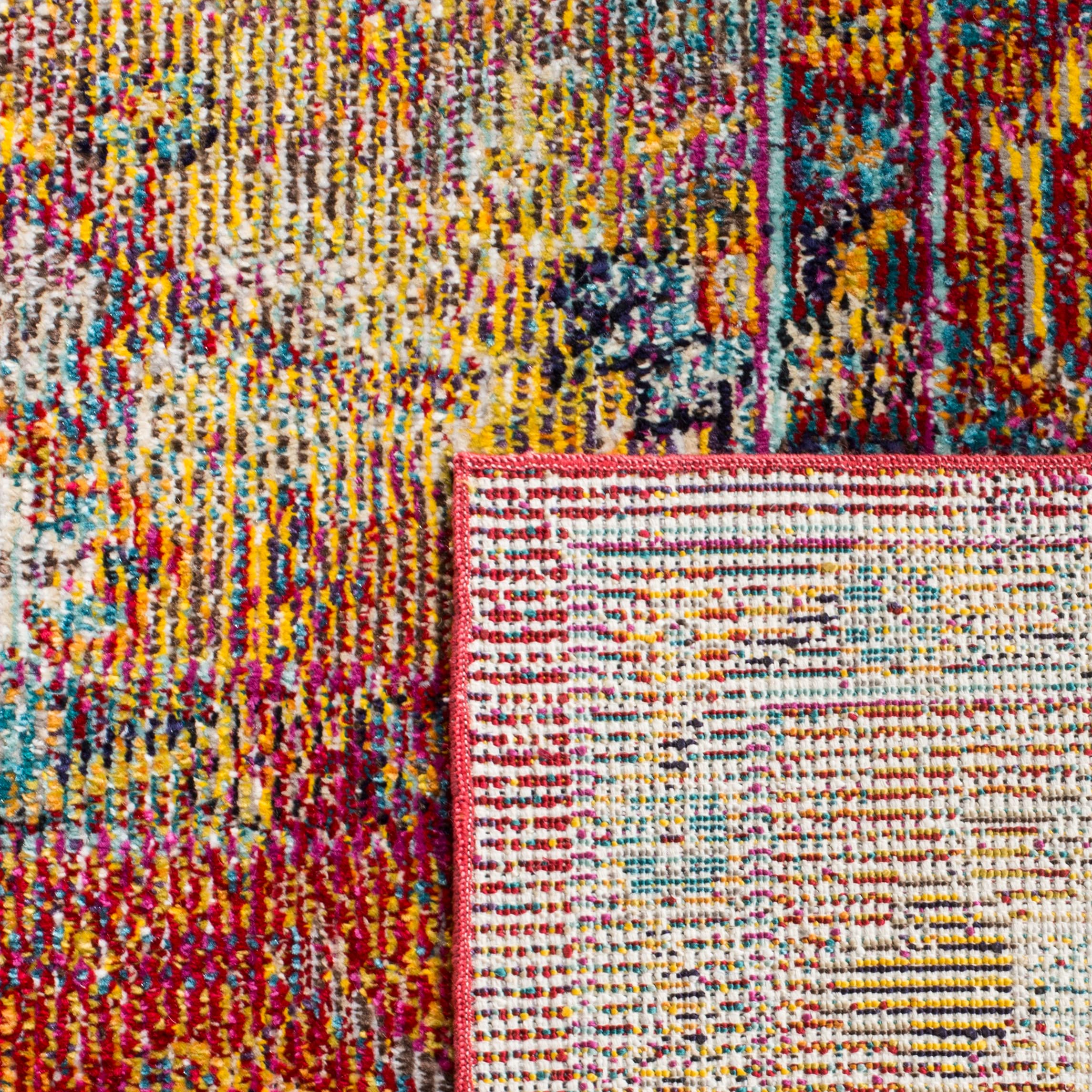 SAFAVIEH Tapis Boho Pour Salon, Salle à manger, Chambre à coucher - Crystal Collection, Tapis à poil court, Bleu clair et fuchsia, 91 X 152 cm