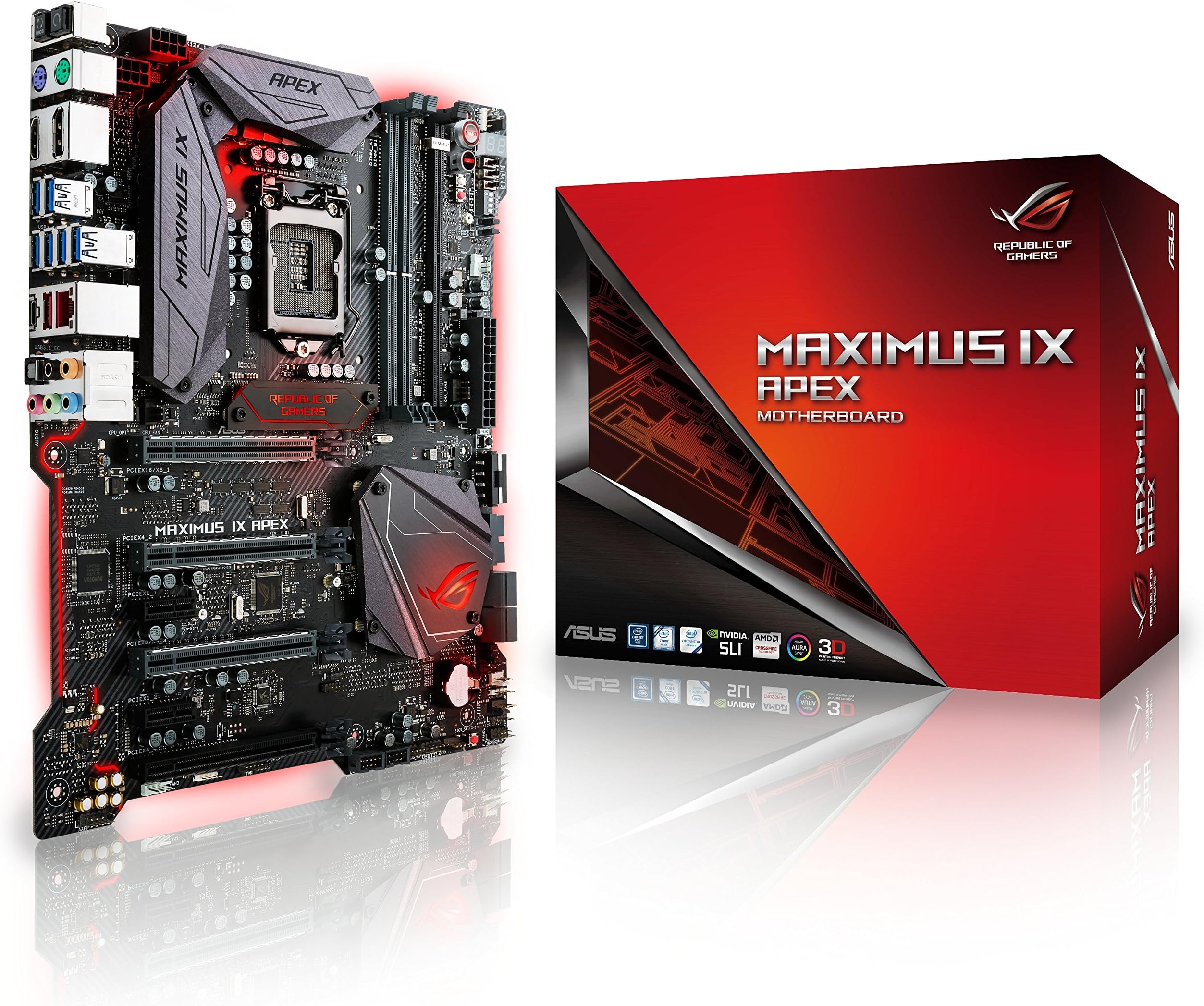 ASUS ROG Maximus IX Apex Motherboard(Aura Sync RGB LEDs, DDR4 4266MHz, DIMM.2 dual M.2 expansion card, and USB Type-A/C)