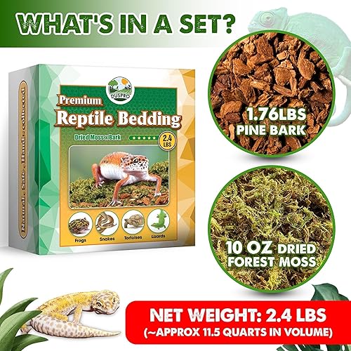 Miniatura 2 de Duspro Reptile Bedding Forest Moss Mix Pine Bark, Sustrato para tanque de reptiles, Ropa de cama de piso para reptiles, Ropa de cama de tortuga