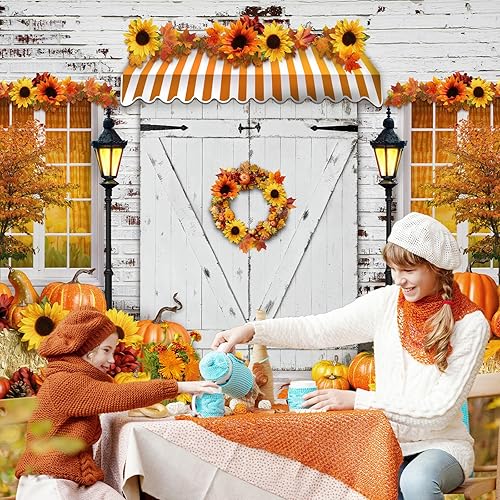 Miniatura 4 de Avezano Telones de fondo de otoño para fotografía, otoño, calabaza, girasol, cosecha, Acción de Gracias, vacaciones, sesión de fotos, fondo,