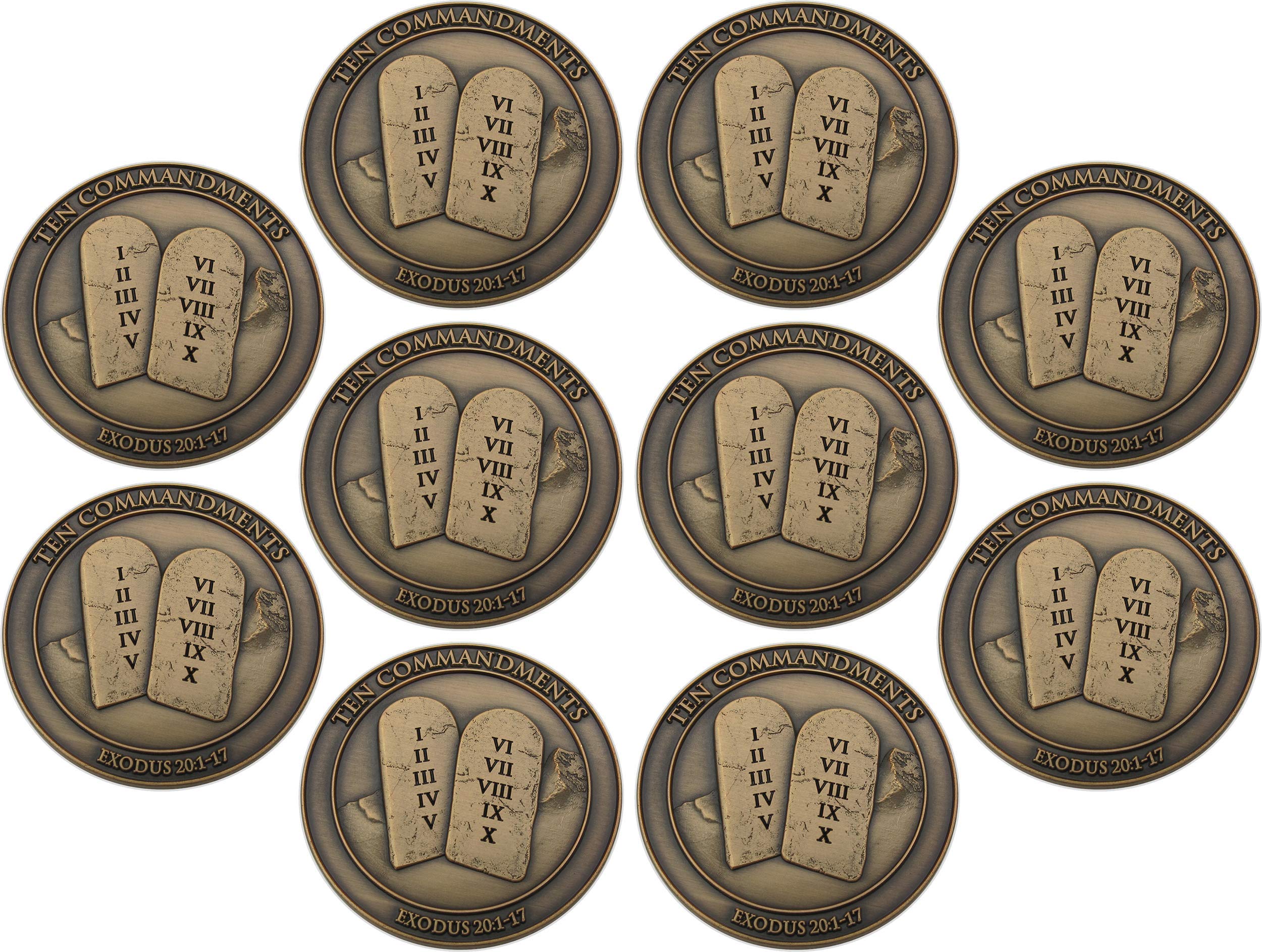 Amazon.co.jp: 十戒コイン、10枚入りパック I Am The Lord Your God、出エジプト記20:1-7、メモリアルバース  ポケットトークン、アンティーク金メッキチャレンジコイン 日曜学校や聖書研究のための配布 : Hobbies