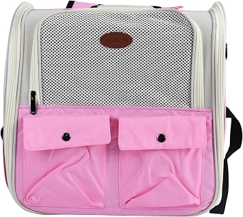 Pet Carrier Ventilated Cat Travel Bag Backpack (Pink)