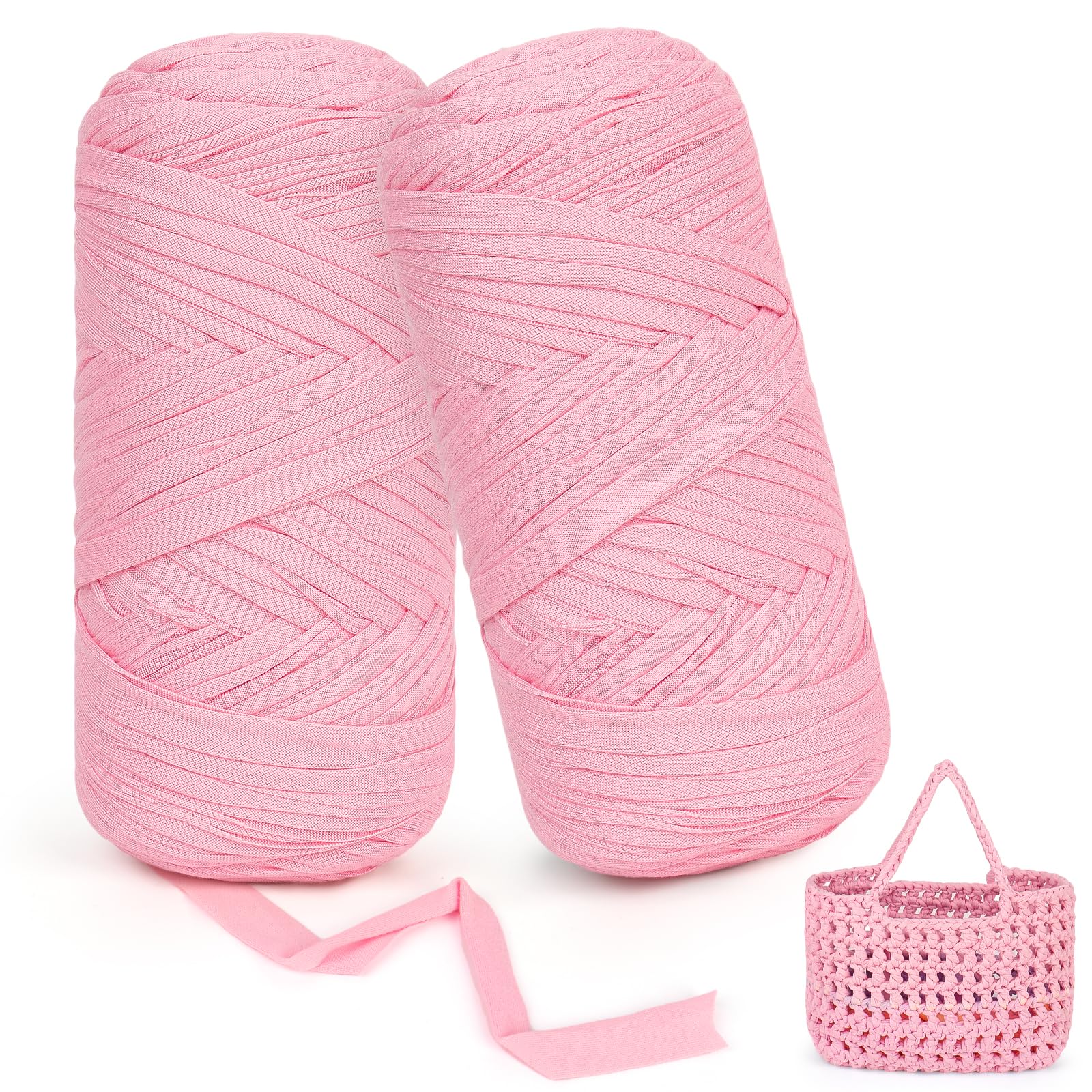 Aeelike Pink Tshirt Yarn, 2x200g T Shirt Yarn for Crocheting & Knitting — image 1