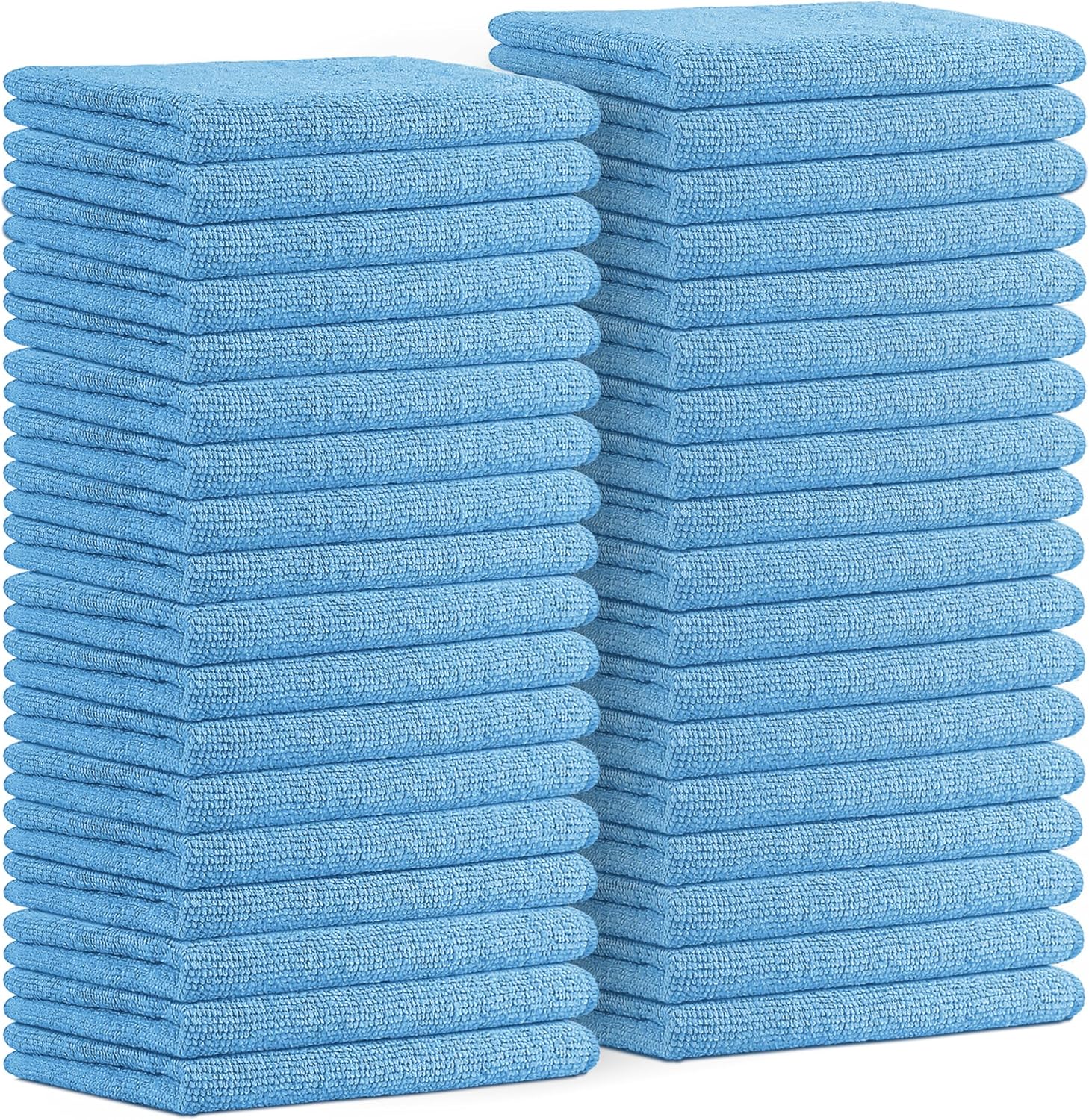 Avalon Towels 36-Pack Microfiber Cleaning Cloths 16x16" - Lint-Free, Ultra Absorbent Reusable Rags for Cars, Kitchen, Windows (Blue)