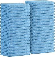Avalon Towels 36-Pack Microfiber Cleaning Cloths 16x16" - Lint-Free, Ultra Absorbent Reusable Rags for Cars, Kitchen, Windows (Blue)