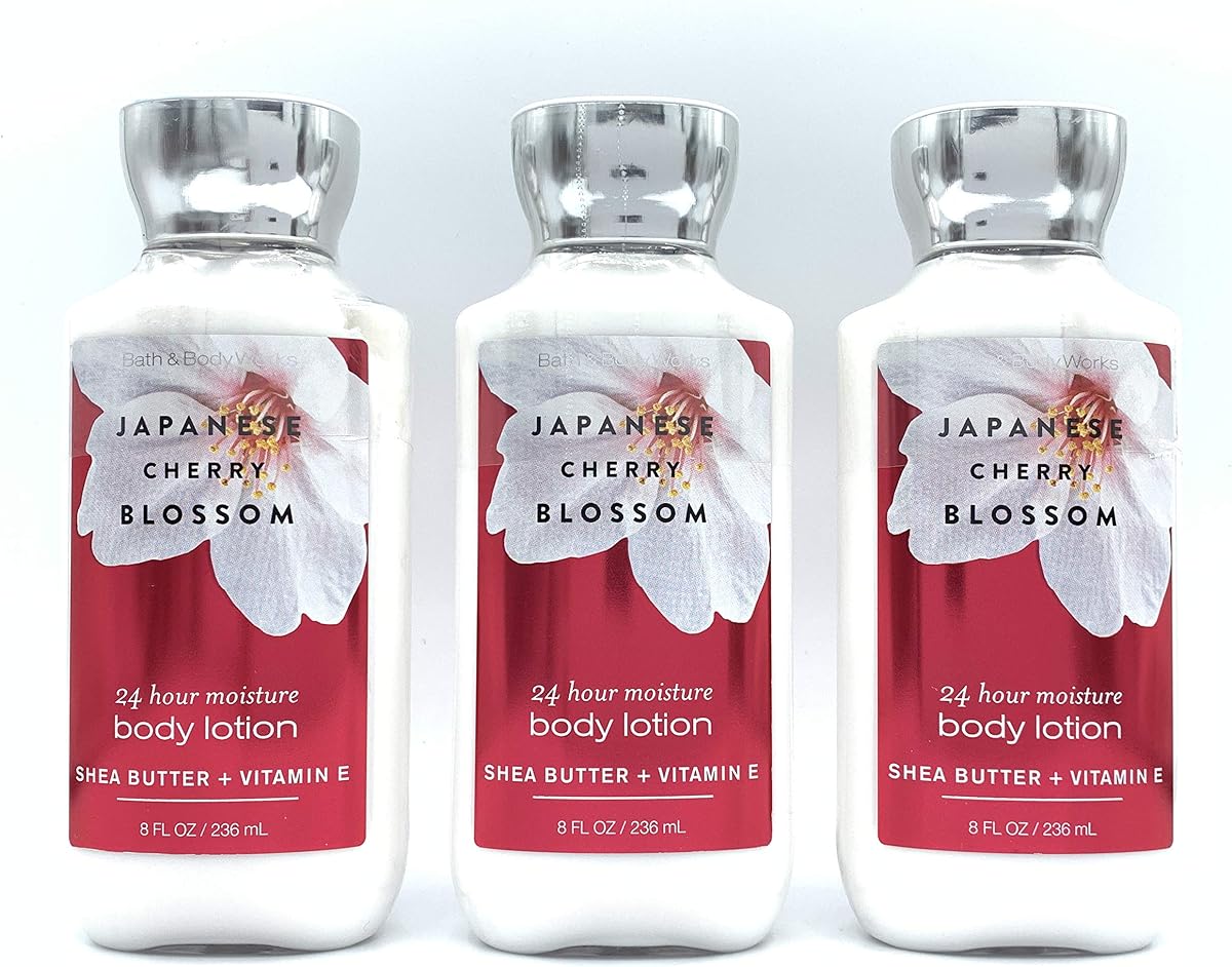Bath and Body Works Japanese Cherry Blossom Body Lotions Set of 3 X 8 Fl Oz Bottles
