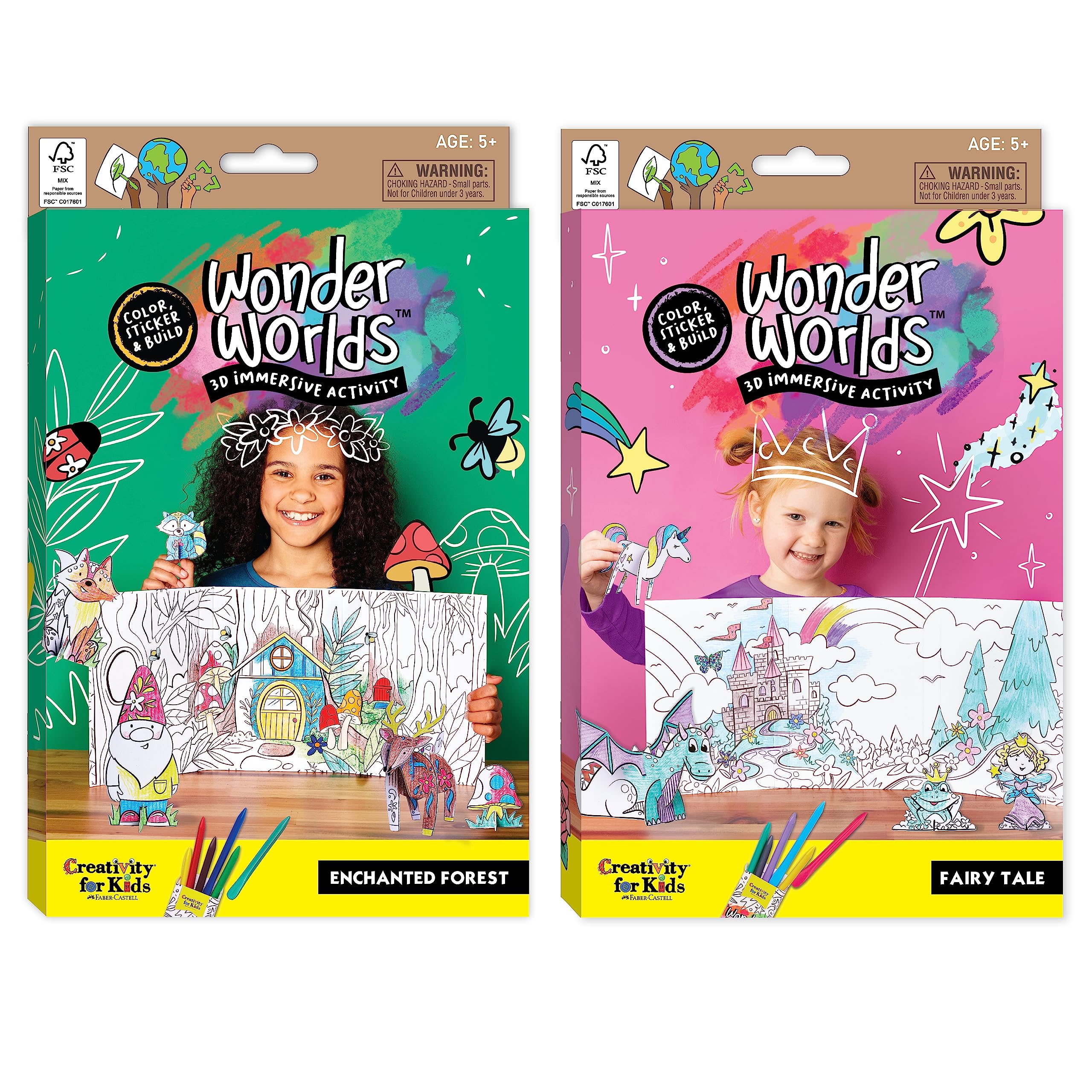 Creativity for Kids Wonder Worlds 3D Coloring Kit, 2 Pack: Princess Fairy Tale and Enchanted Woodland Forest - Kids Coloring Book Activity Kit, Small Gifts for Kids (Ages 5+)The Forest Stewardship Council