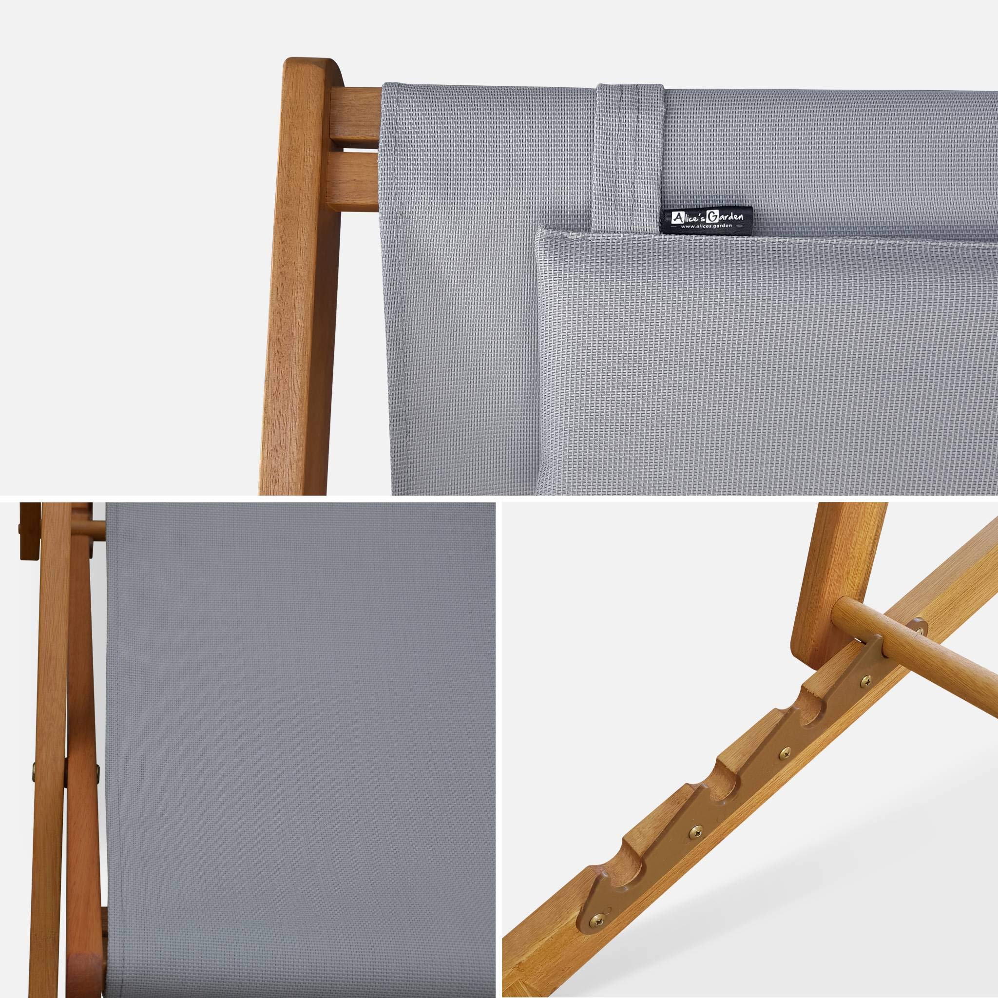 Set 2 sedie sdraio in legno con cuscino poggiatesta Grigio bruno - 102x56x86 cm