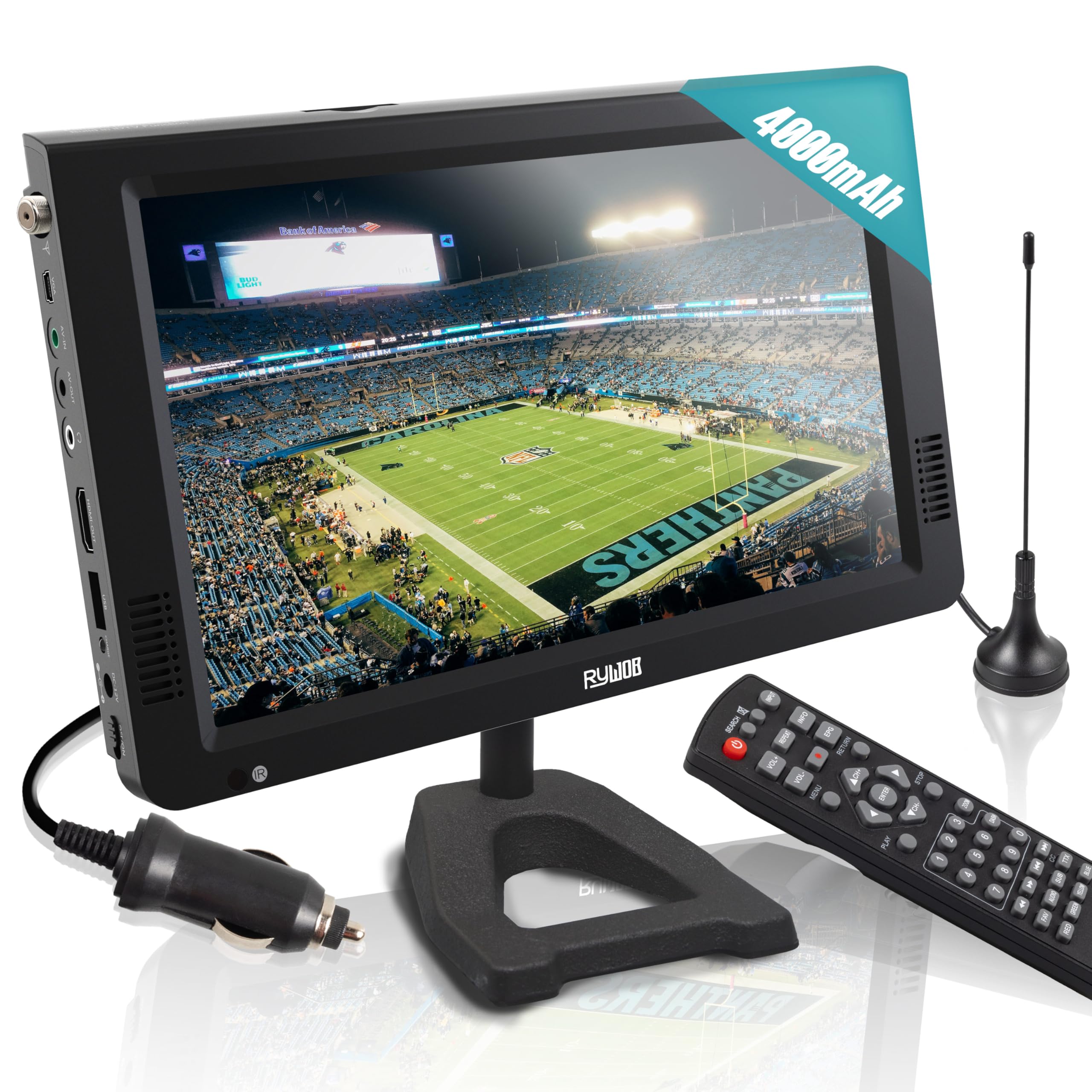 TV portátil de 10 pulgadas, mini TV con soporte para camping, coche, cocina, viajes, emergencia (soporte)
