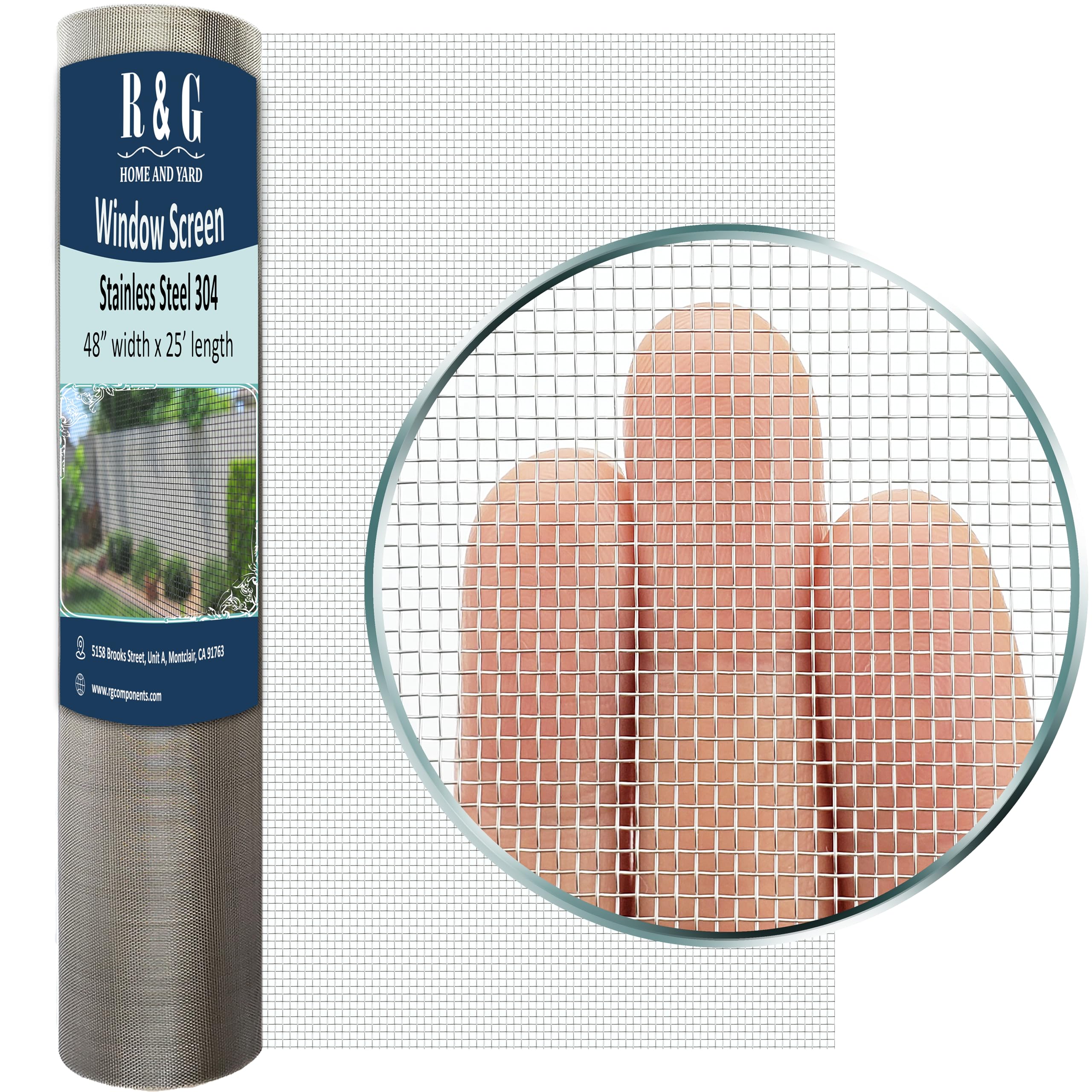 R & G HOME AND YARD 48 in X 25 FT Stainless Steel 304 Pet Proof Screen Mesh - Heavy Duty Insect Screen for Window Screen/Door Screen/Patio Screen