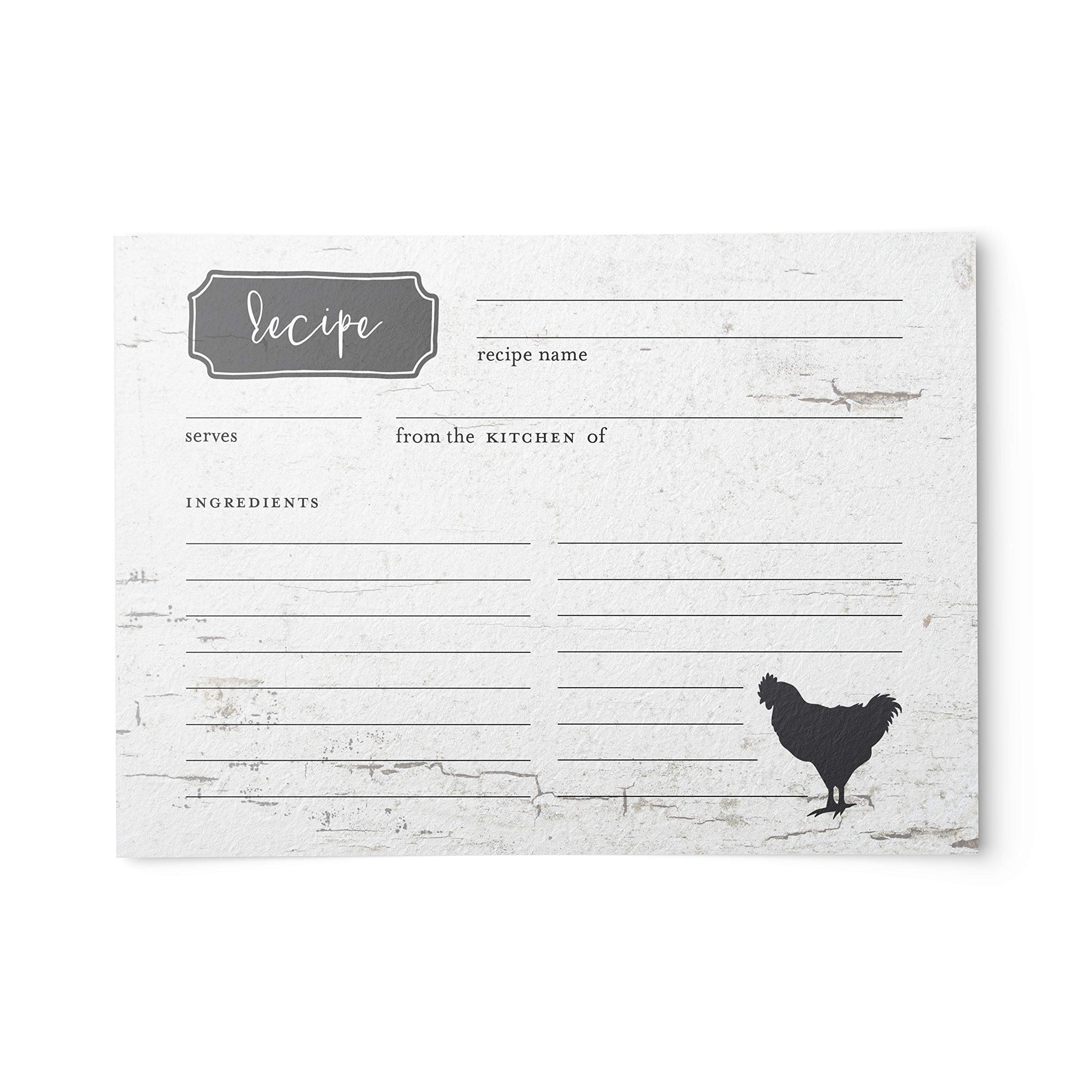 Dashleigh Rustic Chicken Recipe Cards , 48 Card Stock Cards, 4x6 inches, Water-Resistant and Double-Sided