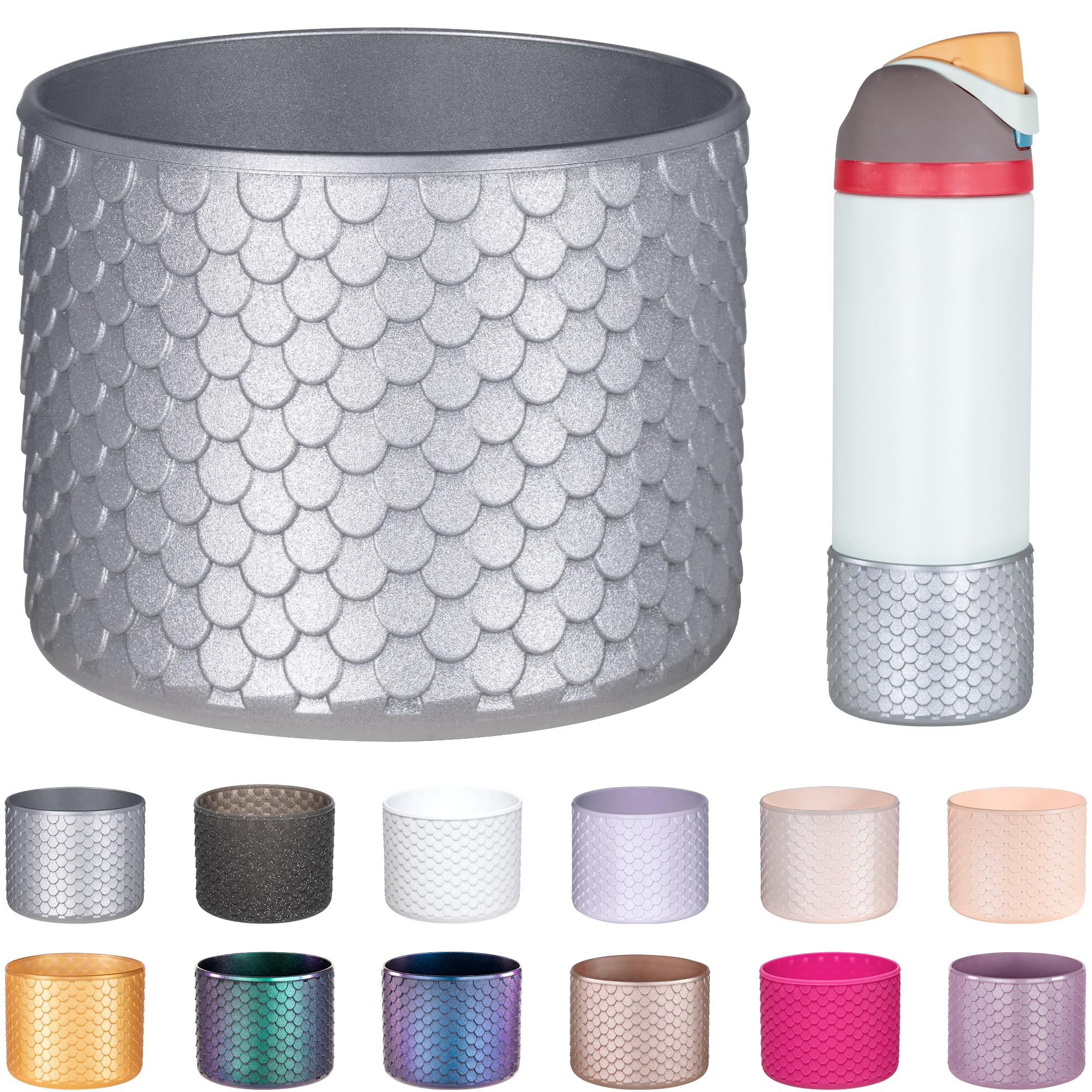 Soledea Silicone Water Bottle Boot for Owala 24oz, Bling Anti-Slip Protective Sleeve for Owala Water Bottle Protects FreeSip or Flip Stainless Steel