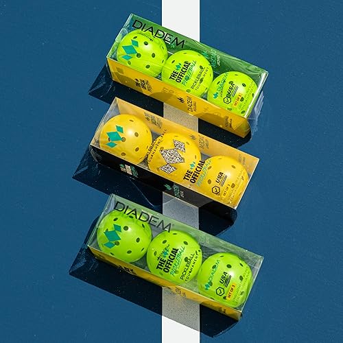 Miniatura 5 de Diadem - Pelotas de pickleball para exteriores  Pelota de torneo aprobada por USAPA - Molde sin costuras de 40 agujeros - Rebote duradero, rápido y