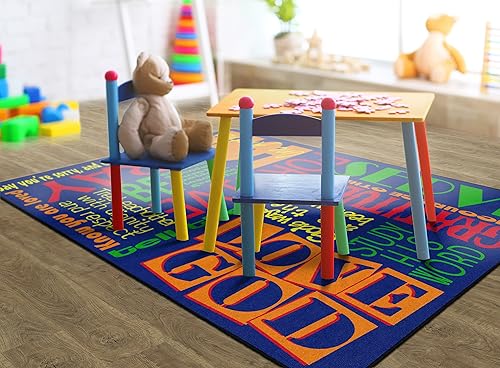 Miniatura 4 de Flagship Carpets Walk His Walk Worship - Alfombra inspiradora para aula infantil, alfombra de dormitorio de niños, alfombra de sala de juegos o área