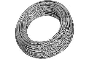KEILEOHO 164 Ft 1/4 Inch Wire Rope, 304 Stainless Steel Cable